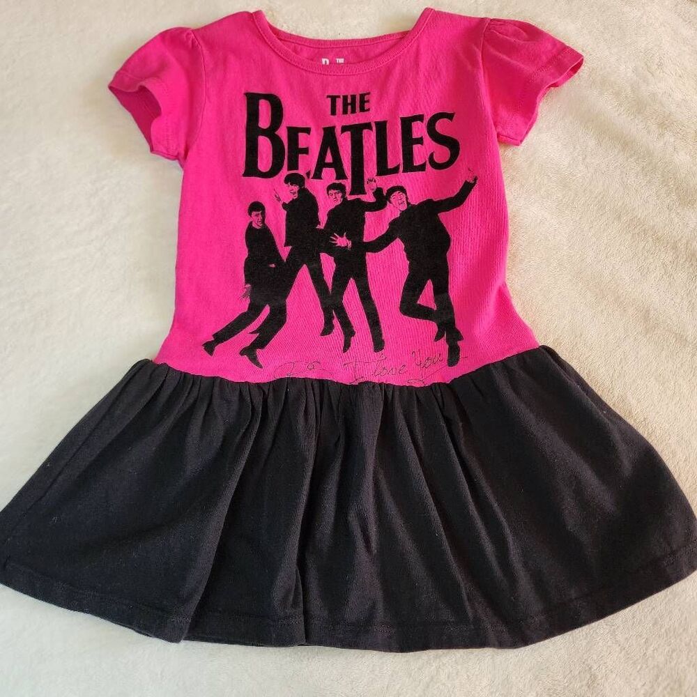 The Beatles 2016 Graphic Tshirt Upcycled into a Dress Size 3T